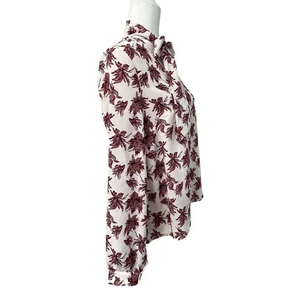 Astr The Label Long Sleeve Bow Neck Sheer Floral Top - Size XS - Picture 7 of 14